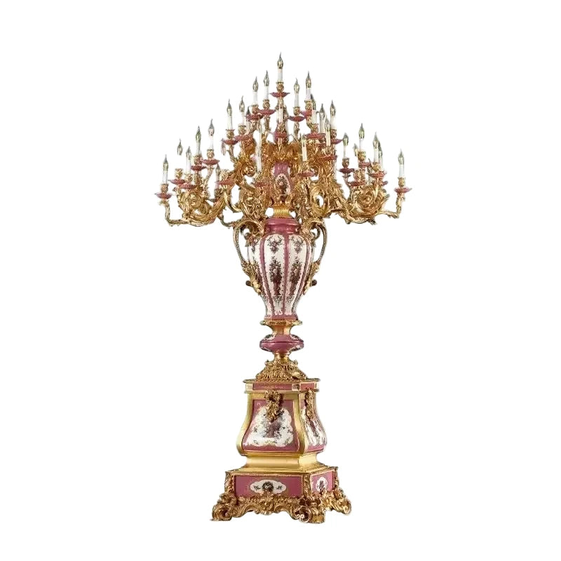 French style floor lamp ideal for luxury homes in KSA and UAE - with gold and pink details For Elegant VIP Homes - Luxury interiors in KSA - Luxury interior in UAE 