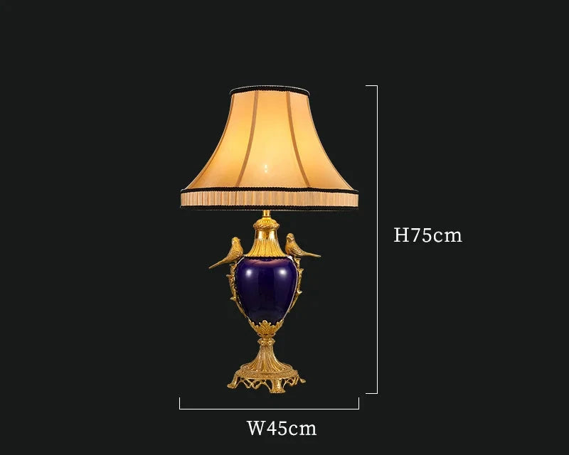 French Vintage Copper Bird Table Lamp