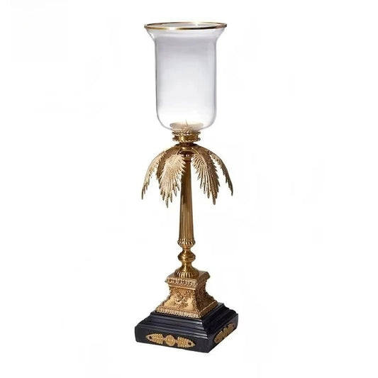 Antique brass candlestick holder with large solid brass base