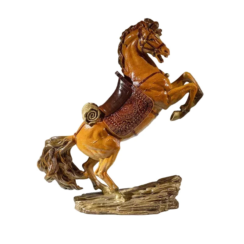 Hand-Painted Royal War Horse Brass Sculpture