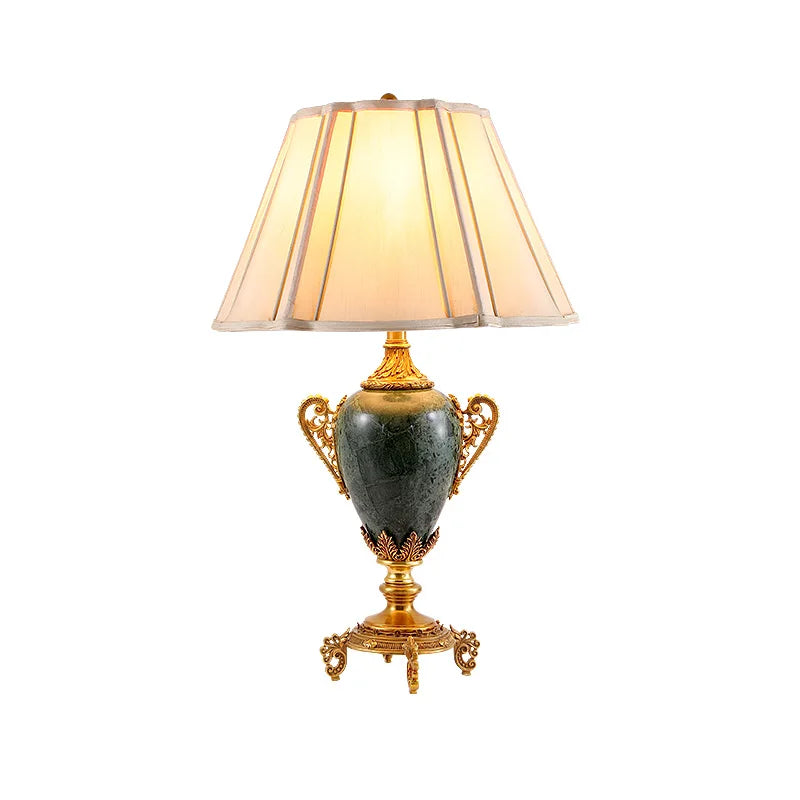 Decorative Brass Frame and Ceramic Table lamp with Fabric Shade - French style