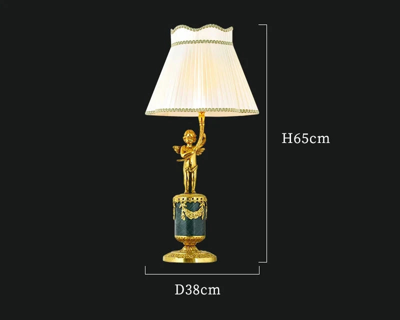 French Decorative Marble with Copper Table Lamp