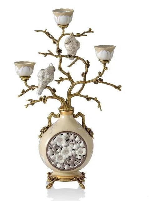 White porcelain with copper decoration ornaments