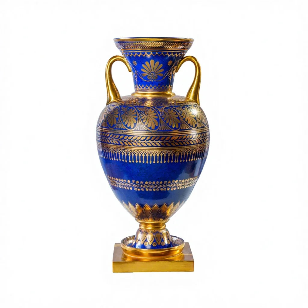 Bronze Inlaid Hand-painted Ceramic Vase