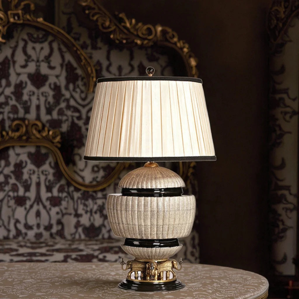 Retro Luxury Handmade Vintage Desk Lamp – Black with Gold Elephant Base