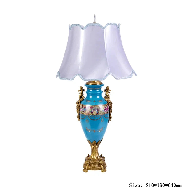 American Vintage Ceramic and copper table lamp