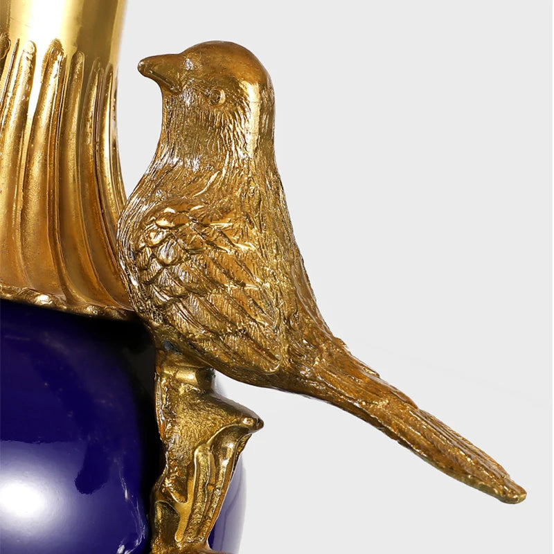 French Vintage Copper Bird Table Lamp