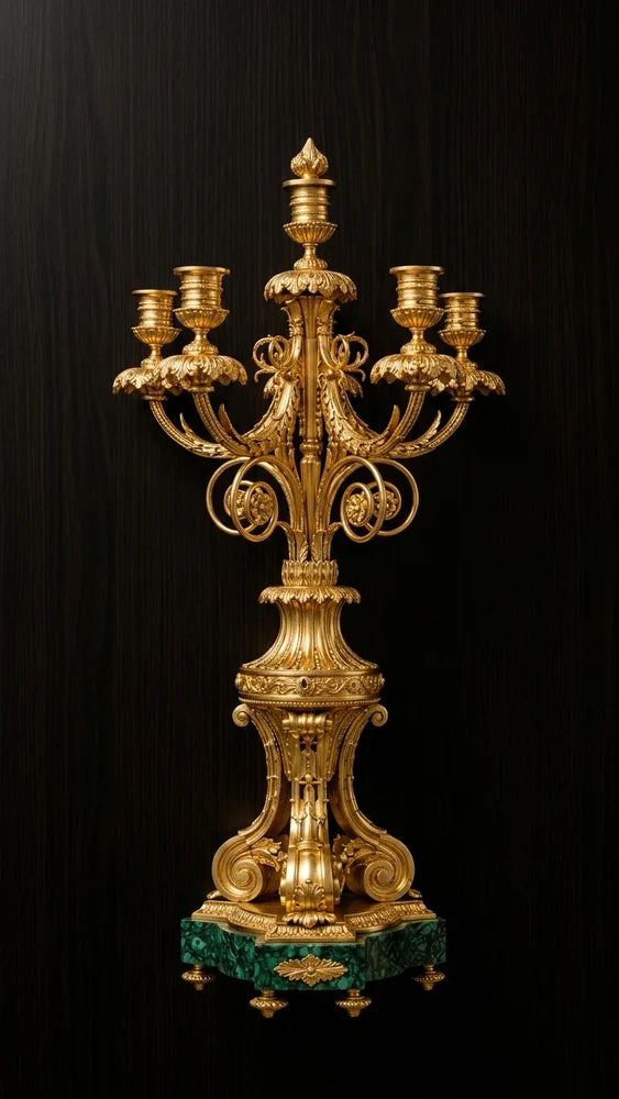 Royal Malachite & Bronze-Plated Candlestick