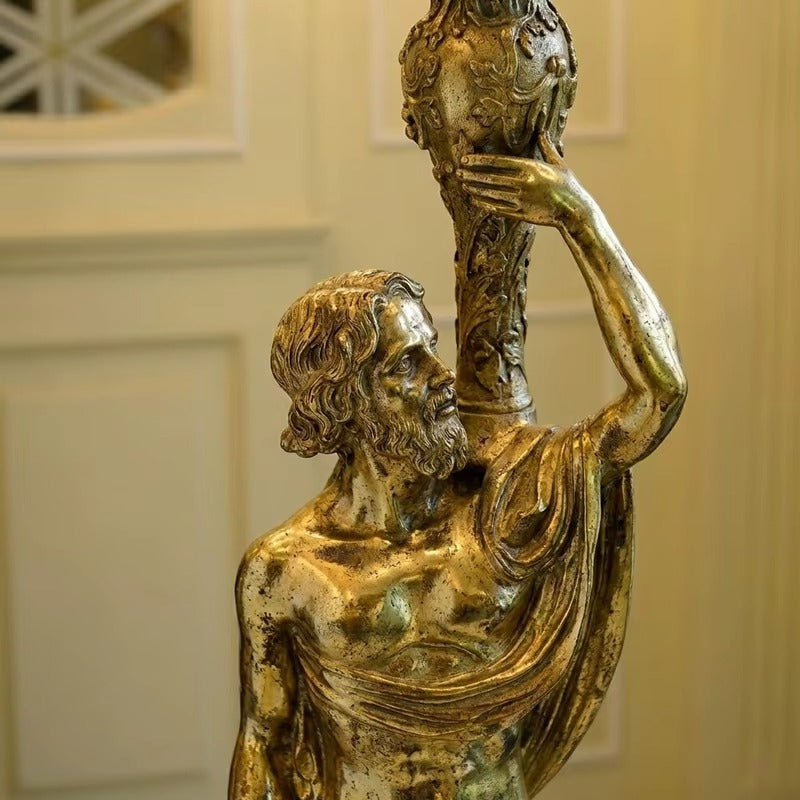 Gold-plated brass god handheld candle lighting bronze floor lamp