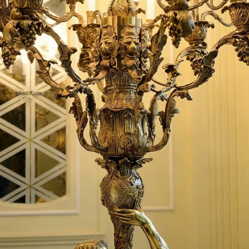 Gold-plated brass god handheld candle lighting bronze floor lamp